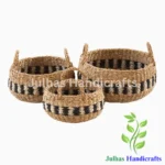 SEA GRASS & JUTE ROUND POT WITH HANDLE