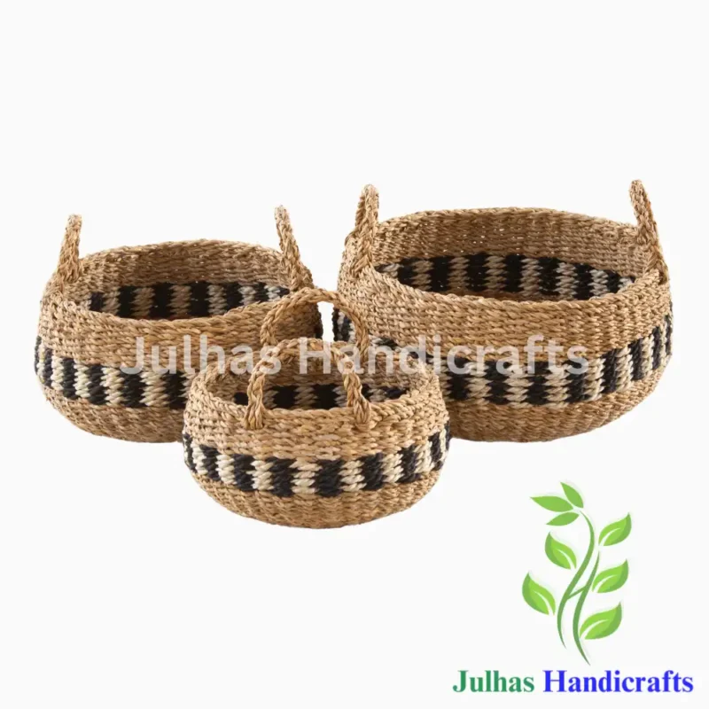 SEA GRASS & JUTE ROUND POT WITH HANDLE