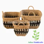 SEA GRASS & JUTE U-SHAPE SQUARE BUCKET WITH HANDLE
