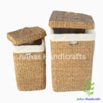 SEA GRASS SQUARE HAMPER WITH COTTON LINING