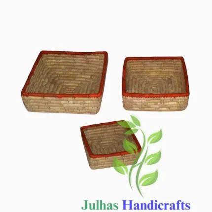 DATE LEAF SQUARE BASKET MANUFACTURER AND EXPORTER JULHAS HANDICRAFTS BANGLADESH