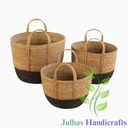 SEAGRASS U-SHAPE BASKET WITH LONG HANDLE EXPORTER JULHAS HANDICRAFTS MANUFACTURER AND EXPORTER JULHAS HANDICRAFTS BANGLADESH