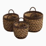 WEAVING DESIGN FOLDING U-SHAPE CYLINDER WITH HANDLE MANUFACTURER AND EXPORTER JULHAS HANDICRAFTS BANGLADESH