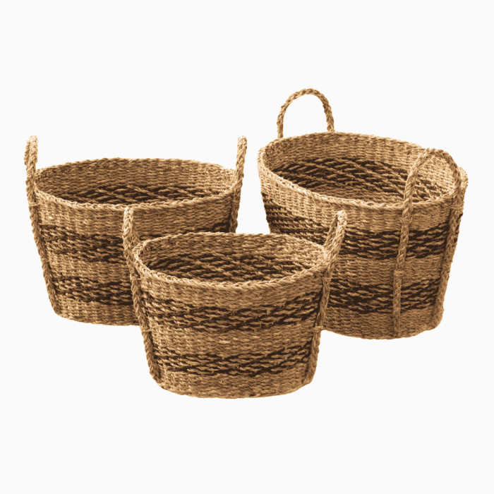 WEAVING DESIGN OVAL BASKET WITH LONG HANDLE WEAVING DESIGN OVAL BASKET WITH LONG HANDLE MANUFACTURER AND EXPORTER JULHAS HANDICRAFTS BANGLADESH
