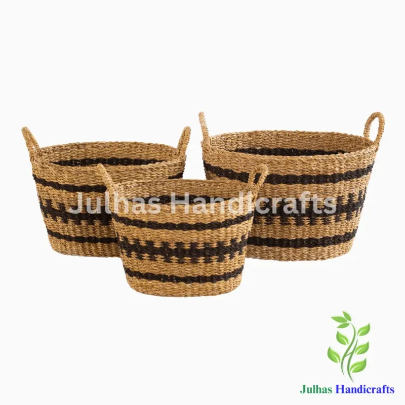 SEA GRASS WEAVING DESIGN OVAL SHOPPING BASKET