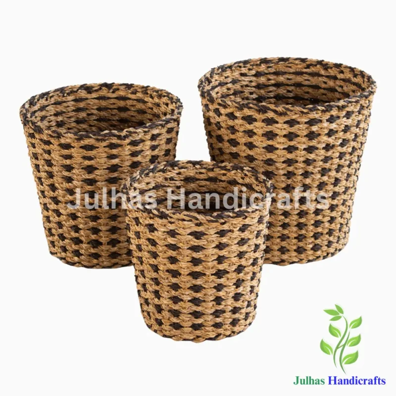 SEA GRASS WEAVING DESIGN ROUND BALTI