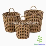 SEA GRASS WEAVING DESIGN ROUND BALTI WITH HANDLE
