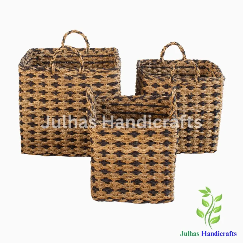 SEA GRASS WEAVING DESIGN SQUARE CYLINDER