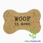 WOOF BOWL DOG JUTE MAT