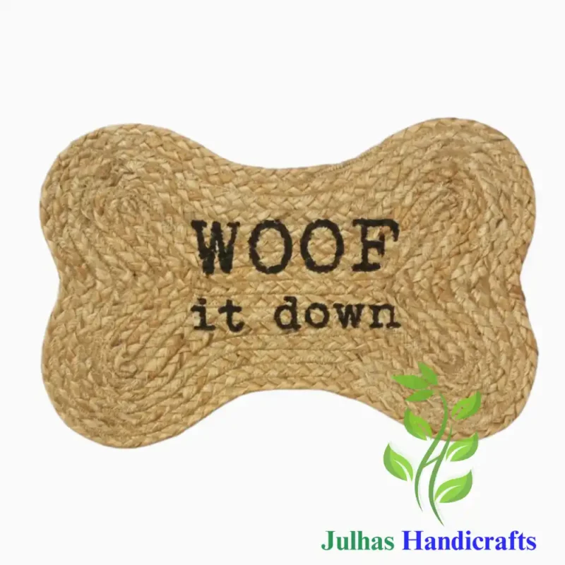 WOOF BOWL DOG JUTE MAT