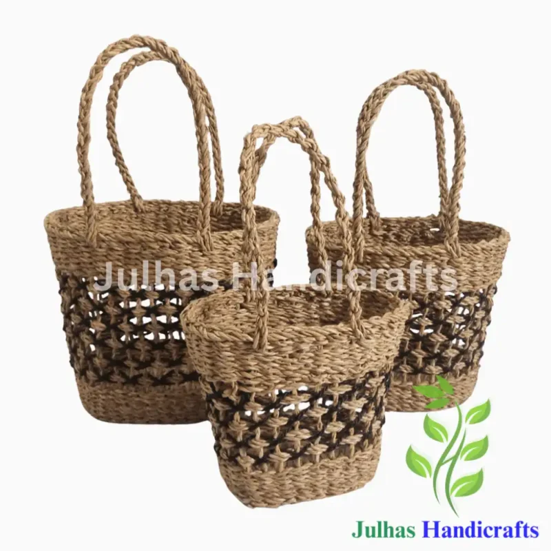 WEAVING DESIGN OVAL BAG WITH HANDLE