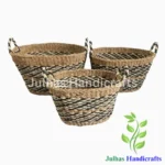 WEAVING DESIGN OVAL BASKET WITH HANDLE