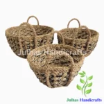 WEAVING DESIGN ROUND BASKET WITH LONG HANDLE