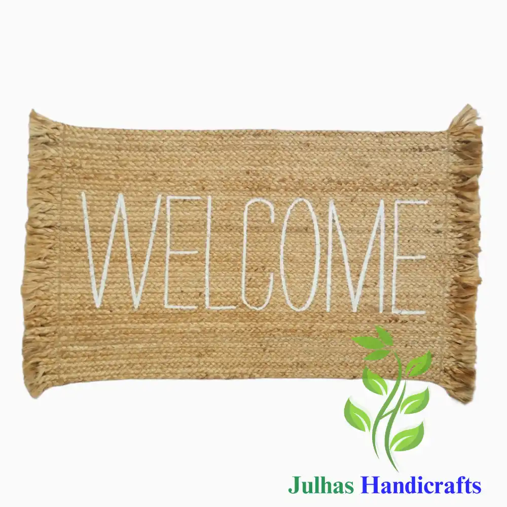 Welcome Jute Mat (1) WELCOME FRINGE JUTE MAT - Image 1