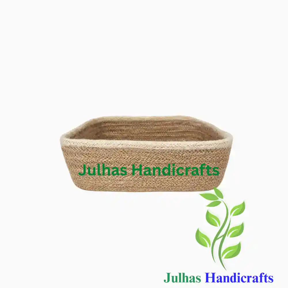 Square Natural Jute Brade Basket JH Square Natural Jute Brade Basket - Image 1