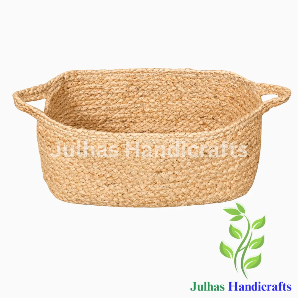 Jute Neutral Storage Basket With Handles Jute Storage Basket With Handles - Image 1