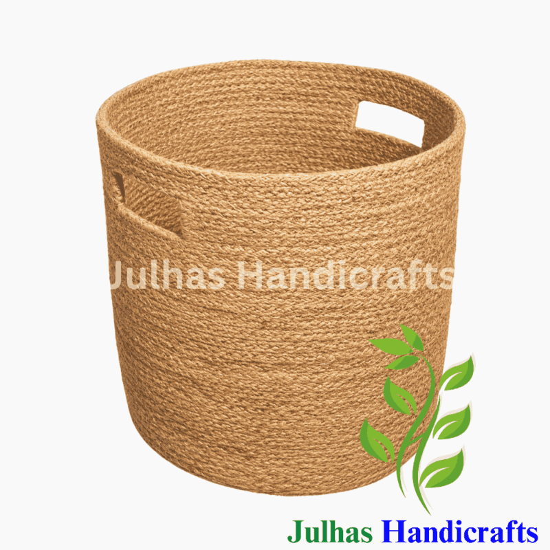 CUT OUT HANDLE JUTE BASKET